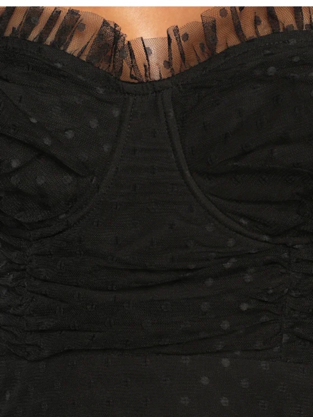 NWT- Sweetheart Style Black Polka Dot Bustier Midi Dress - Picture 3 of 16